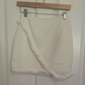 Superdown Cream Fringe Pencil Skirt